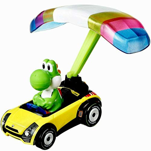 DieCast Hotwheels Mario Kart Yoshi Green Sports Coupe plus Parafoil DieCast Hotwheels Mario Kart Yoshi Green Sports Coupe plus Parafoil