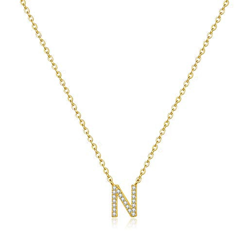 IEFWELL Initial N Pendant Necklaces for Girls 14K Gold Filled Letter Initial Necklaces for Women Girls Kids Dainty Alphabet N Initial Necklaces Initial Jewelry for Women Girls