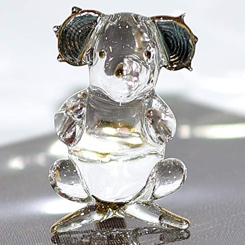 Sansukjai Koala Miniature Figurines Hand Blown Glass Art W 22k Gold Trim Animals Collectible Gift Home Decor Clear Gold