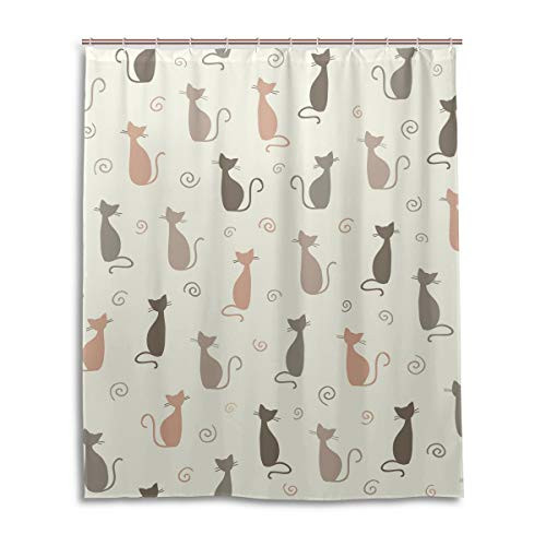 Blueangle Cute Cartoon Cat Shower Curtain Bathroom Decor Waterproof Fabric Shower Curtain Set with Hooks60x72 inches