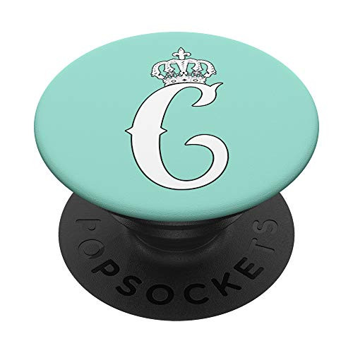 Initial C Monogram Capital Letter With Crown PopSockets Grip and Stand for Phones and Tablets