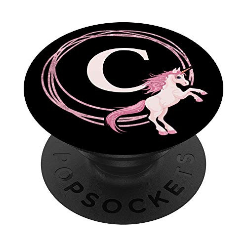 C Unicorn Letter Phone Grip Initial C Monogram Gift PopSockets Grip and Stand for Phones and Tablets