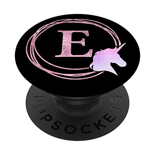Letter E Intial Unicorn Letter E Monogram PopSockets PopGrip Swappable Grip for Phones  and  Tablets