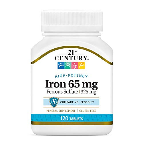 21st Century Iron 65 mg Ferrous Sulfate 325 mg Tablets 120 Count 21st Century Iron 65 mg Ferrous Sulfate 325 mg Tablets 120 Count