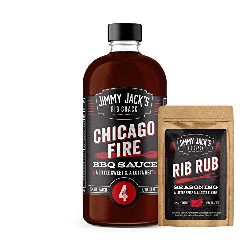 Jimmy Jacks Rib Shack Chicago Fire BBQ Sauce - A Little Sweet  and  Lotta Heat Barbecue Sauce - Free of MSG Preservatives and High Fructose Corn Syrup Handmade Classic Southern Barbeque Sauce