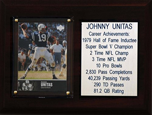 C and I Collectables NFL Baltimore Colts Johnny Unites Career Stat Plaque 6inch x 8inch Brown