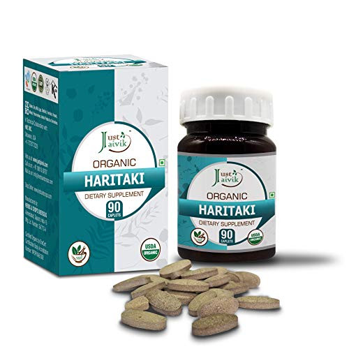 Just Jaivik Organic Haritaki Terminalia Chebula Tablets As Dietary Supplements - 750mg 90 Tablets Detoxification and Rejuvenation for Vata Just Jaivik Organic Haritaki Terminalia Chebula Tablets As Dietary Supplements - 750mg 90 Tablets Detoxification and Rejuvenation for Vata