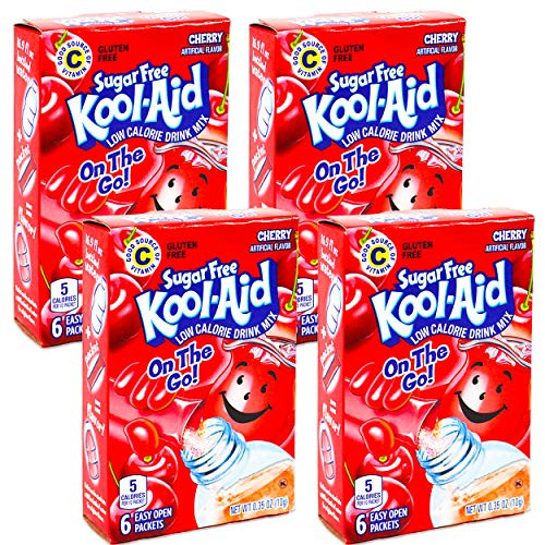 Kool-Aid Sugar Free Low Calorie Drink Mix 6 easy open packets Pack of 4 Gluten Free Cherry