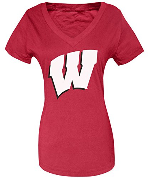 NCAA Wisconsin Badgers Womens Short Sleeve R-Spun V-Neck Tee X-Small Red NCAA Wisconsin Badgers Womens Short Sleeve R-Spun V-Neck Tee X-Small Red