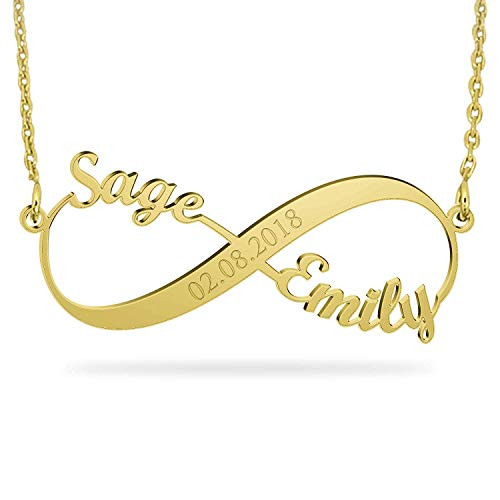 18K Gold Plated Nameplate Necklace Sterling Silver Infinity Name Necklace for Women Personalized Mom Bridesmaid Gift Jewelry for Women Gold with Engraving 18K Gold Plated Nameplate Necklace Sterling Silver Infinity Name Necklace for Women Personalized Mom Bridesmaid Gift Jewelry for Women Gold with Engraving