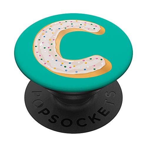 Letter C Initial Monogram Donut - Stocking Stuffer Gift PopSockets Grip and Stand for Phones and Tablets