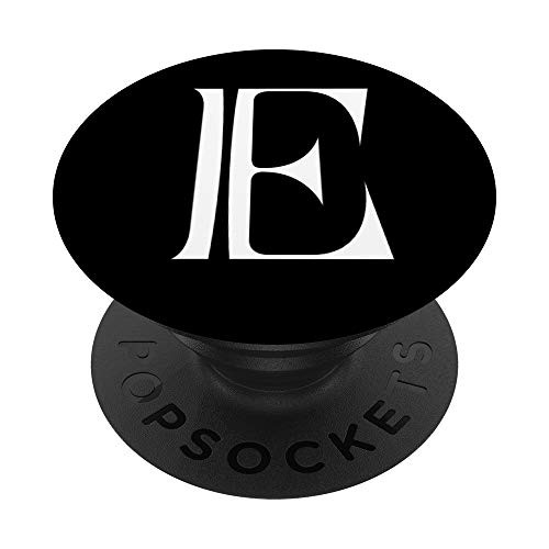 Letter E PopSocket Grip E Initial Monogram Style White Black PopSockets Grip and Stand for Phones and Tablets