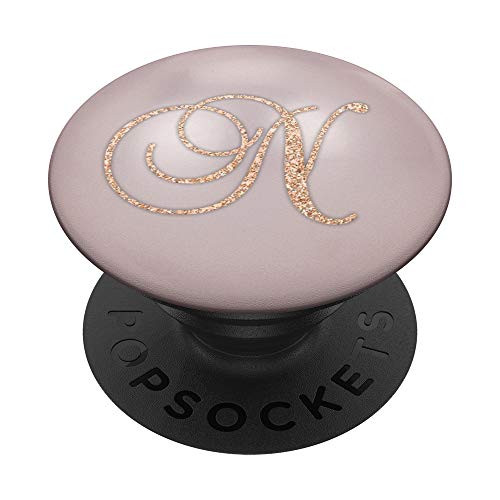 Letter N Golden Rose Initial On Pink PopSockets Grip and Stand for Phones and Tablets