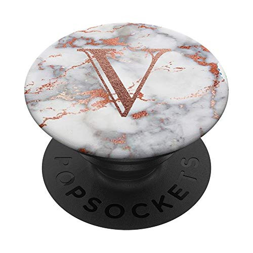 Marble with Letters V Monogram Pink Letter for Initial PopSockets Grip and Stand for Phones and Tablets