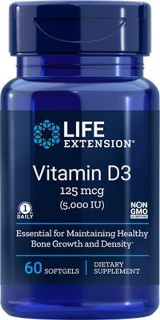 Life Extension Vitamin D3 5000 IU 60 Softgels - 3-Pak Life Extension Vitamin D3 5000 IU 60 Softgels - 3-Pak
