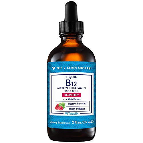 Liquid B12 Methylcobalamin for Energy Production 1000 MCG Raspberry 2 Ounces