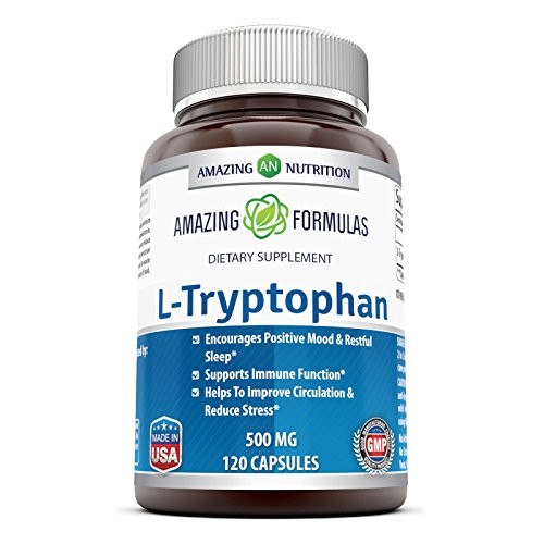 Amazing Formulas L-Tryptophan 500 mg 120 Capsules Non GMOGluten Free - Natural Sleep Aid Supplements with 500 mg of Free Form L Tryptophan - for Stress Relief Circulation and Immune Support Amazing Formulas L-Tryptophan 500 mg 120 Capsules Non GMOGluten Free - Natural Sleep Aid Supplements with 500 mg of Free Form L Tryptophan - for Stress Relief Circulation and Immune Support