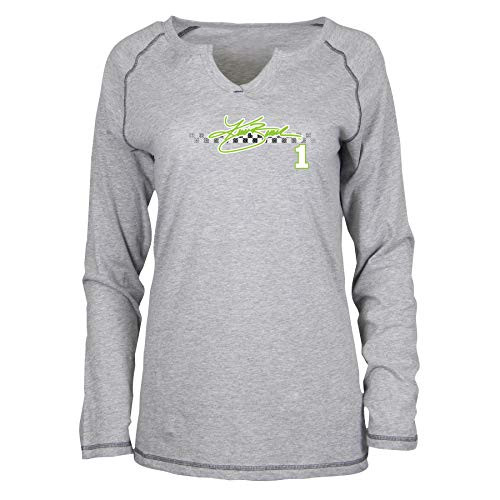 Ouray Sportswear NASCAR Womens W Groove LS T Kurt Busch Premium HeatherCheckered Stripe X-Large
