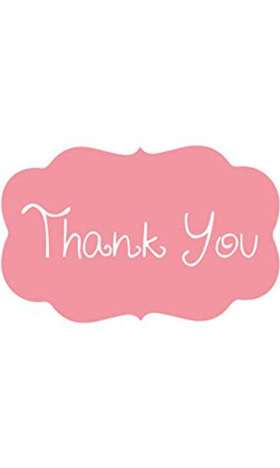 Thank You Embellishment Stickers - Pink - 4 34inchW x 2 38inchH Pack of 25