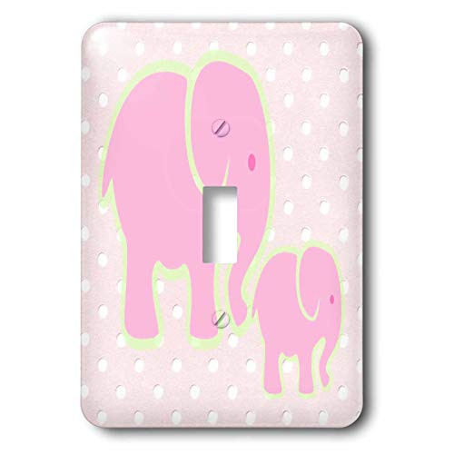 3dRose lsp_44768_1 Mama N Baby Elephants On Pink N White Dots Toggle Switch