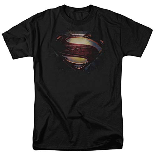 Popfunk Superman Man of Steel Movie Glowing Shield Black T Shirt  and  Stickers Large