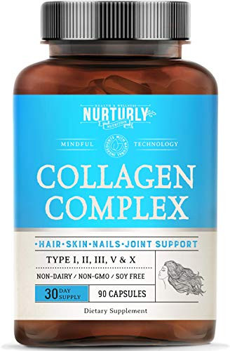 Multi Collagen Capsules Complex  High Absorption Collagen Peptides Types I II III V  and  X  Collagen Supplements for Joint Health Anti-Aging Hair Skin  and  Nails - 90 Capsules