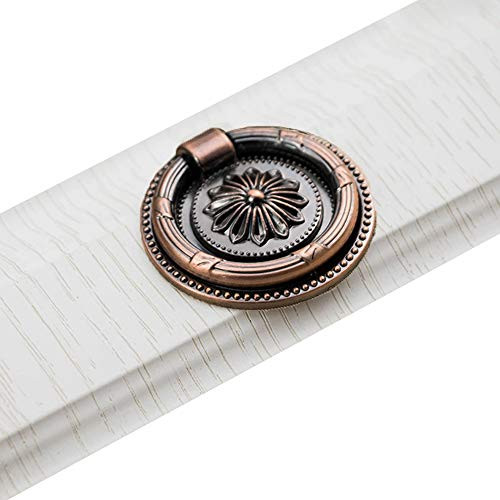 2Pcs Ring Pulls Circle KnobsAntique PullsRetro Invisible Hardware Cabinet KnobsCabinet Drop HandlesMetal Hardware Retro Knobs with Screwsfor Dresser Drawer Cupboard Furniture Red Copper