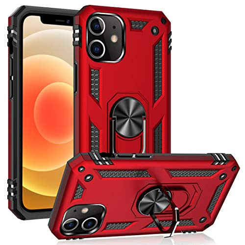 ADDIT Phone Case for iPhone 12iPhone 12 Pro Military Grade Protective iPhone 12 Pro Cases Cover with Ring Car Mount Kickstand for iPhone 12iPhone 12 Pro 6.1inch - Red ADDIT Phone Case for iPhone 12iPhone 12 Pro Military Grade Protective iPhone 12 Pro Cases Cover with Ring Car Mount Kickstand for iPhone 12iPhone 12 Pro 6.1inch - Red