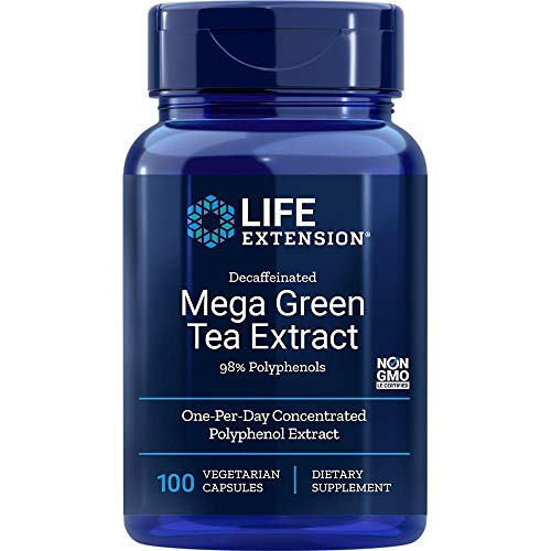 Life Extension Mega Green Tea Extract 98 percent Polyphenols Decaffeinated 100 Vegetarian Capsules
