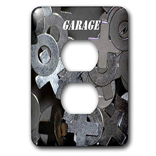 3dRose LLC lsp_44915_6 Metal Parts N Word Garage 2 Plug Outlet Cover