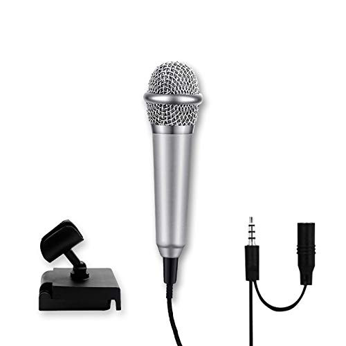 Mini MicrophoneMini Mic for recordingchatting and singing for mobile phonelaptopipadSilver