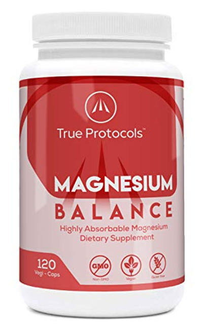 Magnesium Balance - Magnesium Glycinate  and  Malate 100 mg wVitamin B6 2.5 mg  and  Zinc 2.5 mg - 120 Non-Laxative  and  High Absorption Vegan Capsules for Optimal Muscle Function Stress Relief  and  Sleep