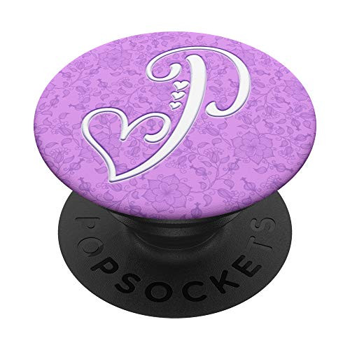 P Monogram Alphabet Capital Initial Letter Hearts PopSockets Grip and Stand for Phones and Tablets