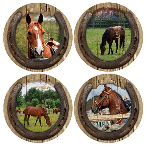 Thirstystone Stoneware Coaster Set, Quarter Horses