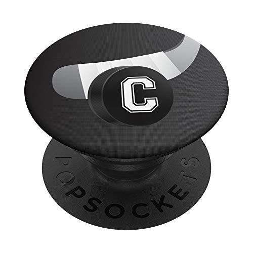 Ice Hockey Player Jersey Initial C Letter Puck Cute Pop Gift PopSockets Grip and Stand for Phones and Tablets
