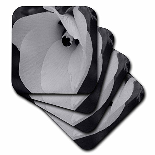3dRose cst_14168_1 Okra Flower Black N White-Soft Coasters Set of 4 3dRose cst_14168_1 Okra Flower Black N White-Soft Coasters Set of 4