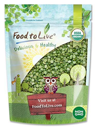 Organic Green Split Peas 1 Pound - Non-GMO Kosher Raw Dried Great for Pea Soup Rich in Protein and Fiber Bulk Product of Canada