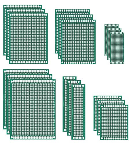 Onwon 18 Pcs Double Sided PCB Board Prototype Kit for DIY Soldering Electronic Project Double Side Prototype Board Proto Board Prototype PCB Universal Printed Circuit Board