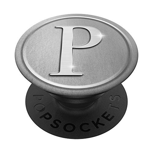 Silver Monogram Letter P Silver Sparkle Popsocket Grip PopSockets PopGrip Swappable Grip for Phones  and  Tablets