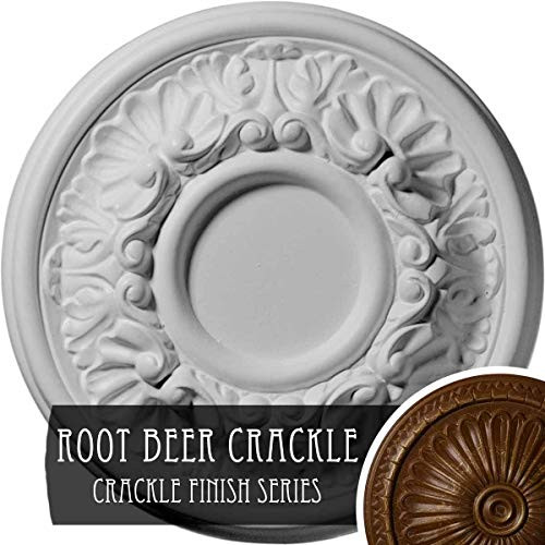 Ekena Millwork CM07ODRBC Odessa Ceiling Medallion 7 12inchOD x 1 18inchP Fits Canopies up to 2 12inch Hand-Painted Root Beer Crackle