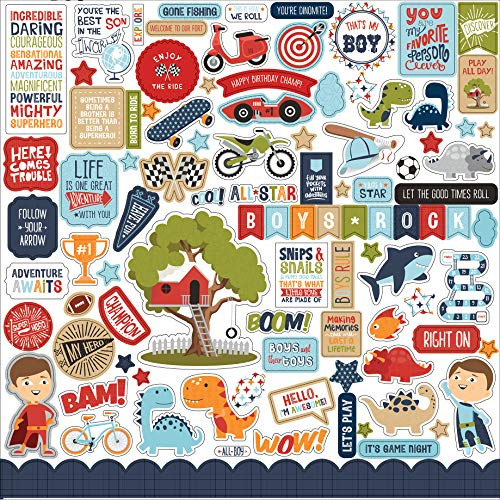 Echo Park Paper Company All Boy Element Sticker red Green Navy Blue Orange Kraft
