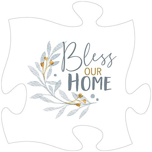 P. Graham Dunn Bless Our Home Puzzle Classic White 12 x 12 Wood Wall Plaque Photo Frame