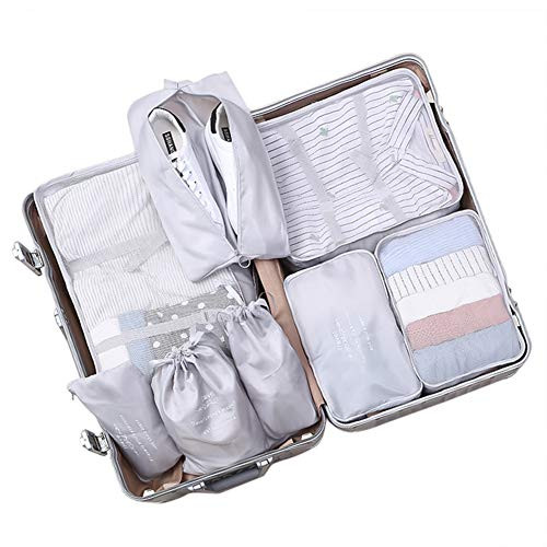 Belsmi 8 Set Packing Cubes - Waterproof Travel Luggage Organizer with Shoes Bag 0 Grey