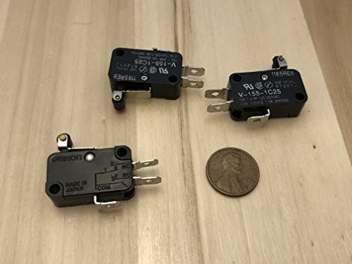 3 Pieces Black V-155-1C25 MICRO SWITCH SPDT HINGE ROLLER LEVER 15A B21