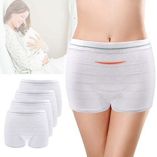 Mesh Underwear Postpartum 4 Pack Disposable Hospital Mesh Panties Maternity C Section Recovery High Waist Postpartum Briefs for Women XL White