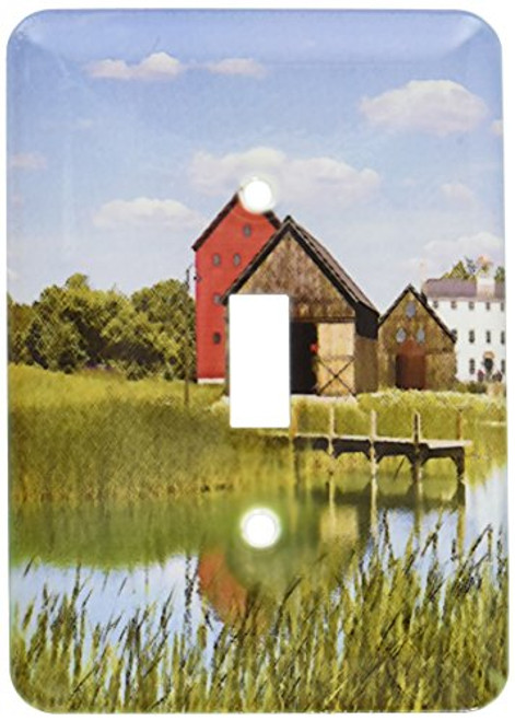 3dRose LLC lsp_41686_1 Painted Farm Scene with Red Barn N Pond Single Toggle Switch