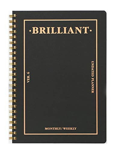 Paperian Brilliant Weekly Planner - Undated Monthly and Weekly Scheduler Diary Black