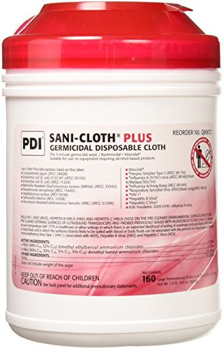 PDI Q89072 Sani-Cloth Plus Germicidal Disposable Cloths 60Tub Quat  and  Isopropyl Alcohol 1.0 Count