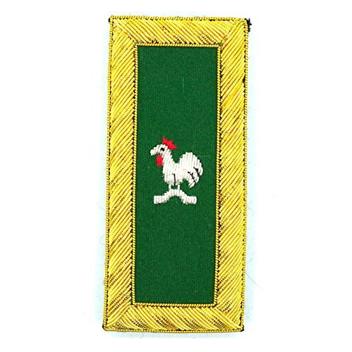 Knights Templar Captain General Rooster Embroidered Masonic Shoulder Board Pair - Green White  and  Gold4 Tall