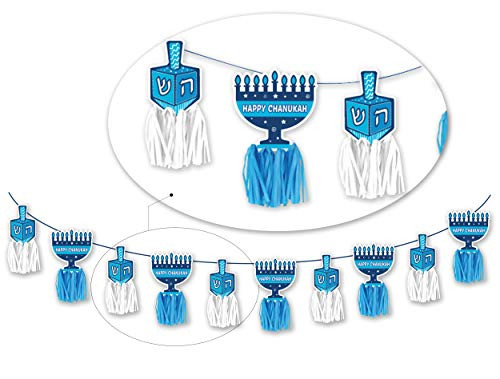 Happy Hanukkah Banner - Chanukah Banner - Blue and White Tassel Banner - Holiday Party Decorations Happy Hanukkah Banner - Chanukah Banner - Blue and White Tassel Banner - Holiday Party Decorations